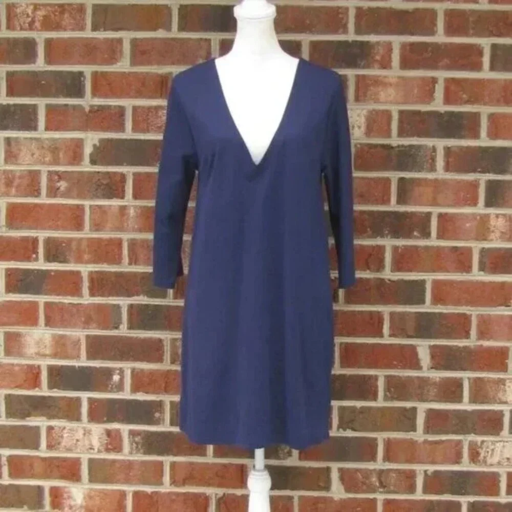 NWT Ripley Rader A line navy blue v neck Size 4 dress has pockets luxury style - Picture 2 of 6